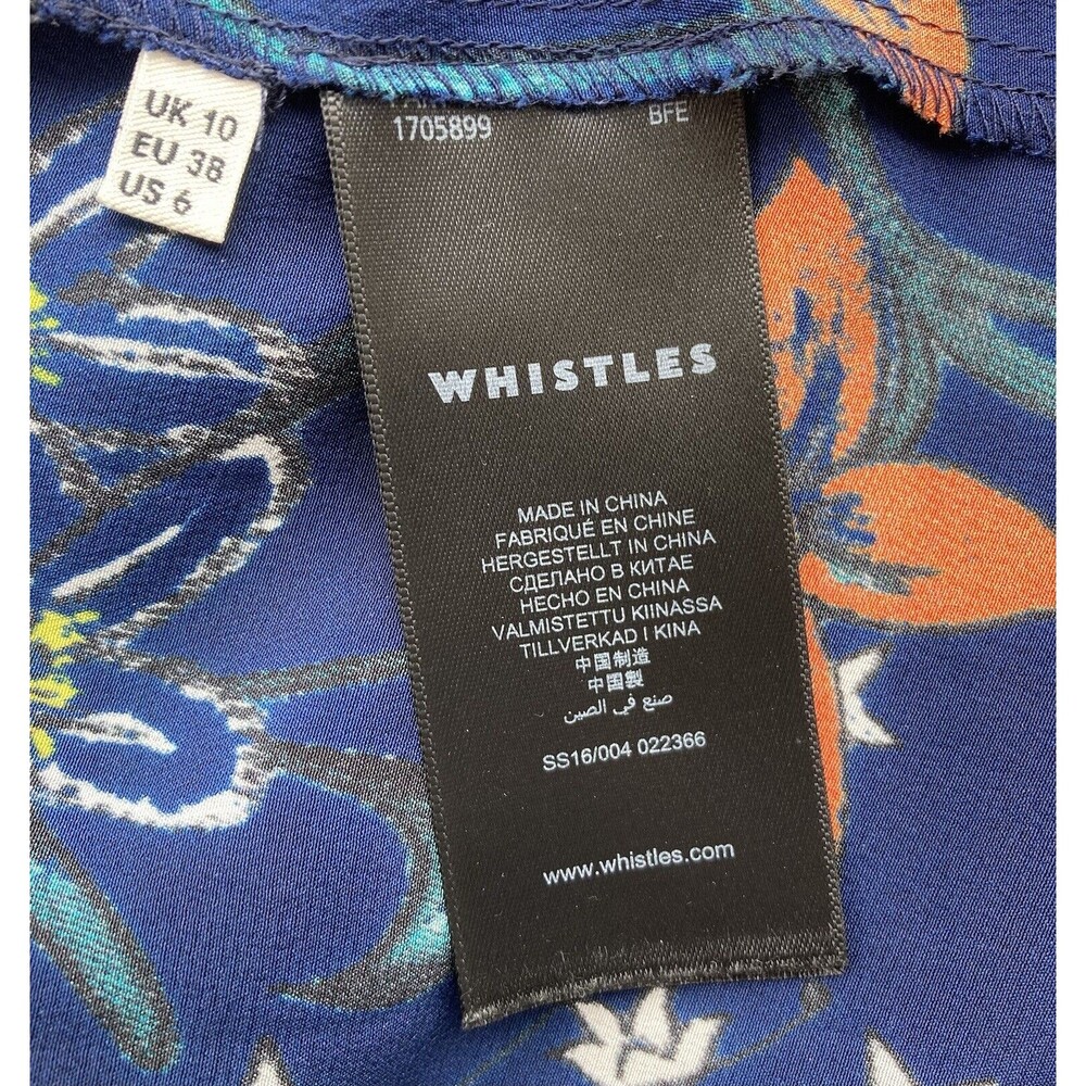 Whistles Bluebell 100% Silk Buena Strap Maxi Dress Blue Floral Print Size 6 - Picture 7 of 8